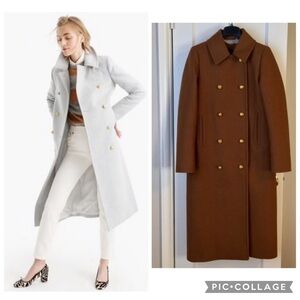J.Crew Double-Breasted Long Wool-Cashmere Coat Topcoat 6 6P